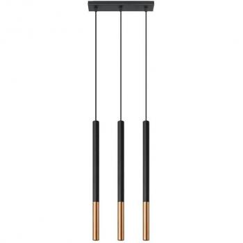 Lámpara de Techo Mozaica 3 Luces Negro/Cobre Colgante Ajustable 90cm LED Compatible
