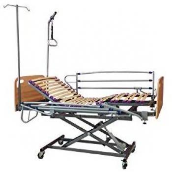 Cama Articulada Geriátrica Eléctrica con Carro Elevador, Cabecero, Piecero, Barandilla y Porta Gotero - 105cm x 190cm
