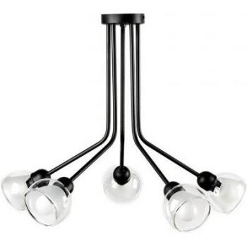 Plafón DENVER 5 Luz Cristal, Metal - Lámpara de techo semiempotrada multibrazo con pantallas de cristal
