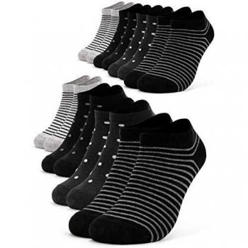 Occulto 8 pares de Calcetines para Mujer | Calcetines para Zapatos de Verano para Mujer | Calcetines cortos de Algodón para Mujer 35-38 Negro