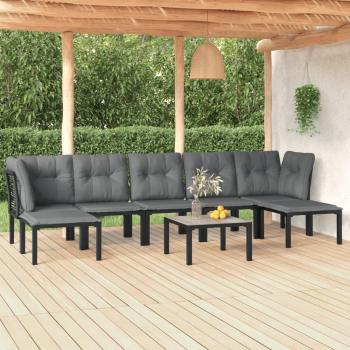 8-Piece Black and Grey Poly Rattan Garden Lounge Set