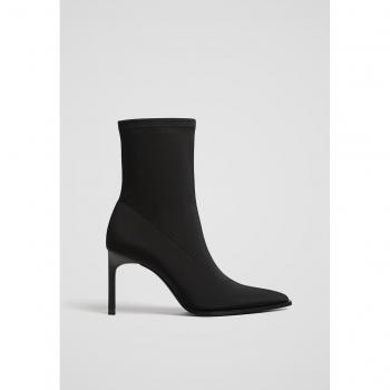 Stradivarius Black Fabric Stiletto Ankle Boots