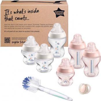 Kit de Biberones Tommee Tippee Closer to Nature para Recién Nacidos, Color Rosa y Blanco