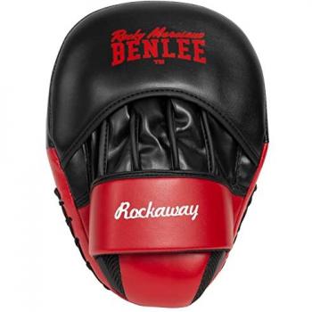 Manoplas Benlee Rockaway Focus Pad Negro Rojo, tipo de producto: manoplas de boxeo, características: diseño ergonómico, material sintético duradero, acolchado de alta densidad para absorción de impactos, cierre ajustable