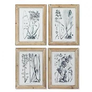 Cuadro Moderno de Plantas Botánicas DKD Home Decor 30 x 2 x 40 cm (4 Unidades)