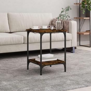Mesa de centro de madera de ingeniería 40x40x55 cm en color negro, roble ahumado y gris sonoma, ideal para salón o comedor, también conocida como mesita auxiliar o mesa de café