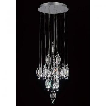 Lámpara colgante Solana 9 luces cromo pulido / cristal, no compatible con led/cfl