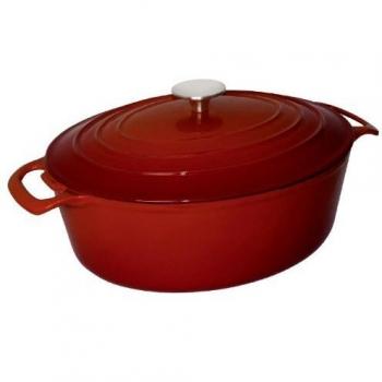 Cacerola Ovalada Roja Grande de Hierro Fundido - 6L - Vogue