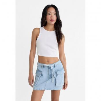 Stradivarius Denim Cargo Mini Skirt Blue Denim