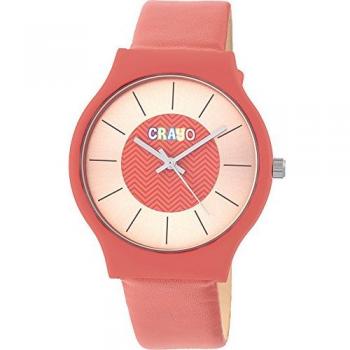 Crayo Trinity Unisex Quartz Watch - Red Leather Strap, Stainless Steel