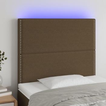 Cabecero LED Marrón Oscuro Tejido 100x5x111/128 cm con luces LED, dimensiones de 100 cm de ancho, 5 cm de grosor y altura ajustable entre 111 y 128 cm