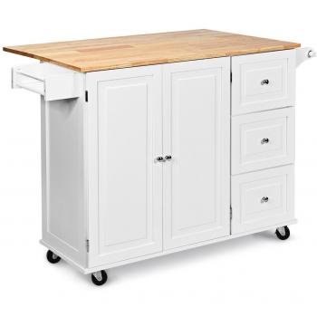Carrito de Cocina Abatible Costway con Ruedas, Especiero, Toallero y Tabla de Cortar, Repisas Regulables, Dimensiones 135 x 76 x 91 cm