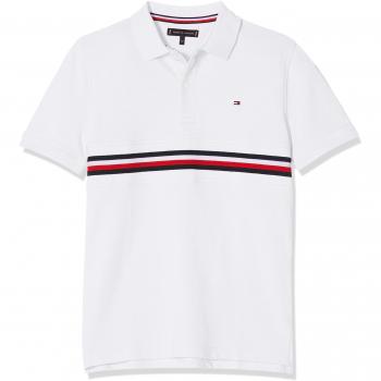 Tommy Hilfiger Flag Insert Polo S/s, Niños, Blanco