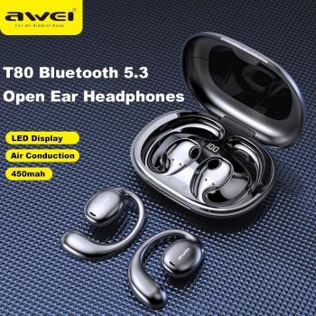 Awei T80 Wireless Sport Earphones - Bluetooth 5.3 Open Ear Air Conduction with Microphone