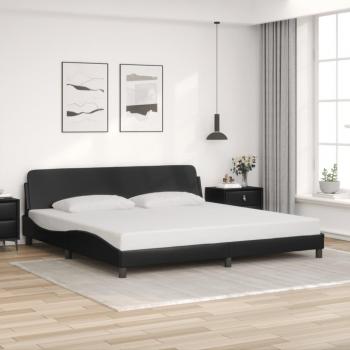 Estructura de cama con cabecero de cuero sintético negro 200x200 cm