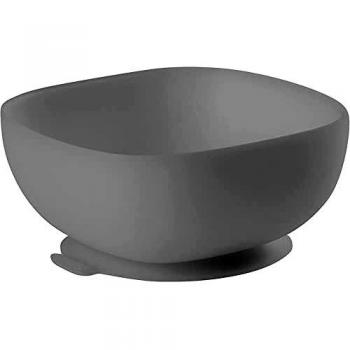 BÉABA Bol de Silicona con Ventosa, Cuenco para Bebés y Niños, Antideslizante, Antivuelco, Se adhiere a la perfección a la mesa y bandeja de la trona, Microondas, Comida Infantil, Gris