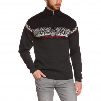 Suéter de Merino para Hombre Dale of Norway St. Moritz, Color Gris Oscuro/Raspberry/Negro, Talla L