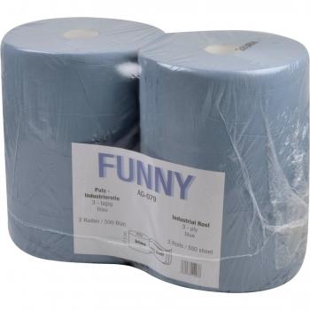 Funny AG-079 Papel industrial, 3 Capas, 1000 Hojas, 37.5 x 34cm, Azul, Caja de 2