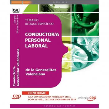Conductor /a Personal Laboral de la Generalitat Valenciana. Temario Bloque Específico