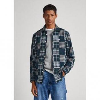Camisa Patchwork Pepe Jeans Hombre Clive Verde