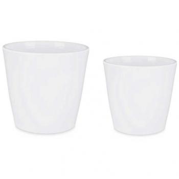 Set de Macetas Ibergarden 2 Piezas Ø 22 cm y Ø 28 cm Color Blanco Arcilla