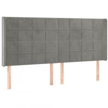 Cabecero con LED de terciopelo gris claro 163x16x118/128 cm