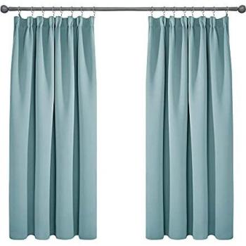 Deconovo Cortinas Fruncidas Termicas Aislantes Dormitorio Decoración Ventanas para Habitacion Moderna con Bolsillos 2 Piezas 168 x 138 cm Azul Cielo