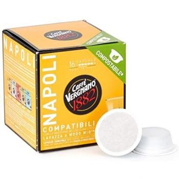 Caffe' Vergnano 1882 Capsules Café Compatibles Lavazza A Modo Mio Compostables, Napoli - 1 x 16 cápsulas