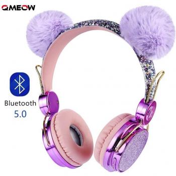 Auriculares Inalámbricos Bluetooth para Niños con Micrófono, Estéreo 3.5mm, Diseño de Gato, Música y Compatible con Ordenador y Teléfono Móvil