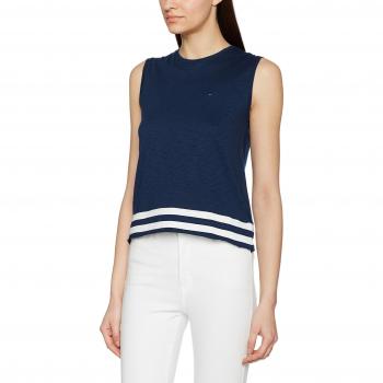 Hilfiger Denim Thdw Cn Knit S/l 19, Camiseta sin Mangas para Mujer, Azul
