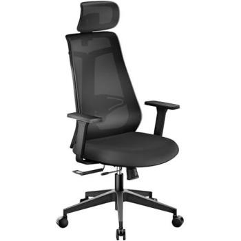 Silla de Escritorio Ergonómica Ajustable en Altura y Profundidad con Reposacabezas y Reposabrazos Ajustables, Soporte Lumbar, Máx. 150 kg