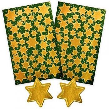 Avery 52806 pegatinas de Navidad, estrellas, papel satinado, 2 hojas, 86 pegatinas, oro