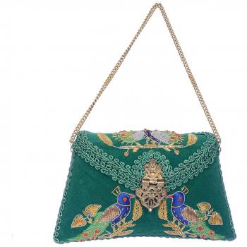 ZAP IMPEX - Cartera de mano de metal para mujer verde verde