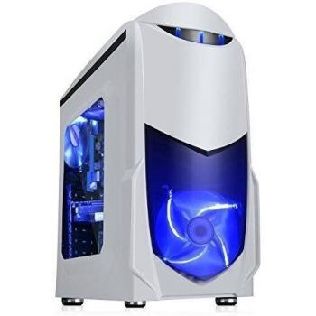 Juego Max Nero mATX de ordenador con 12 cm de ventilador LED delantera y ventana lateral - blanco/azul