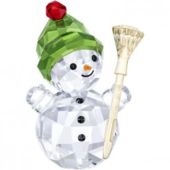 Swarovski Snowman with Broom Stick, Cristal, 6.2 x 4 x 3.2 cm,