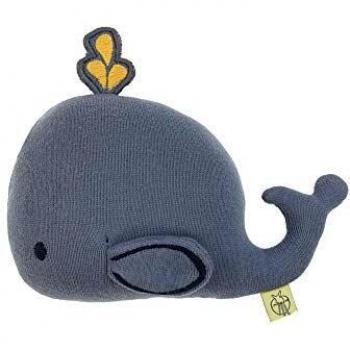 Juguete de punto animal ballena con sonajero y papel crujiente - Lässig