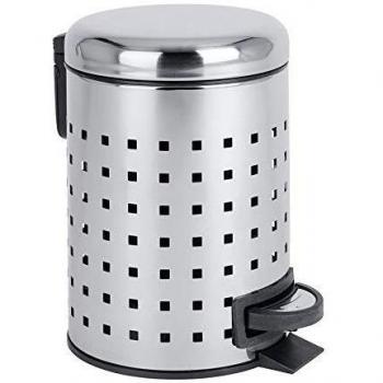 Wenko Cubo de Pedal 3l Perforado Leman, Acero Inoxidable, 22.5 x 17 x 25 cm