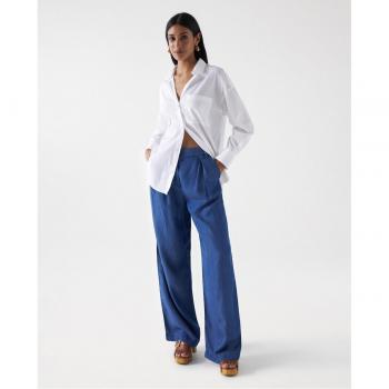 Pantalón Salsa wide leg denim tiro alto de mujer
