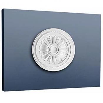 Rosa de Techo Orac R14 con Flor Gráfica, Estilo Clásico, Diámetro 33 cm, Color Blanco
