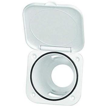 Boitier pour douchette carré avec clapet, 9,5X9,5cm, couleur ivoire