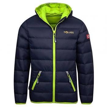 Trollkids Chaqueta de Plumón para Niños Dovrefjell, Color Azul Marino/limón Talla 6 años