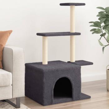 Árbol rascador para gatos con postes de sisal gris oscuro 110 cm