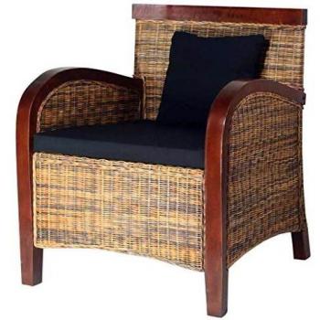 vidaXL Sillón Semicircular Redondo Ratán Verdadero Tejido a Mano Color Natural