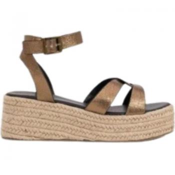 Sandalias Tiffosi para mujer en color marrón y dorado con plataforma