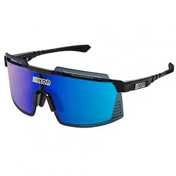 Gafas de Sol Deportivas Scicon Aerowatt Foza Negro con Lente Multiespejada Azul