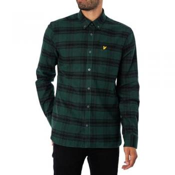 Lyle & Scott Men's Tonal Check Flannel Shirt - Blue/Green, Small/Regular Size