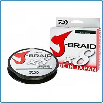 Línea de Pesca Trenzada Daiwa J-Braid 8 Hilos 300m Verde Oscuro Ø 0,18mm