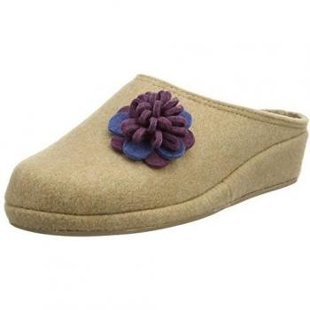Lotus Rosella - pantuflas con forro cálido de fieltro mujer, color Beige, talla 36 2/3