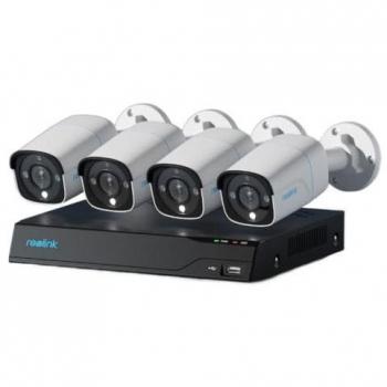 Set de Vigilancia Reolink NVS8-12MB4 con 4 Cámaras de 12 MP, NVR de 8 Canales, Detección Inteligente y Grabación 24/7