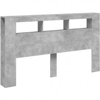 Cabecero LED madera ingeniería gris hormigón 180x18,5x103,5 cm